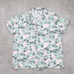 Stranger Things Hawaiian Shirt Adult Medium Pink/Green Netflix S/S Button Hopper